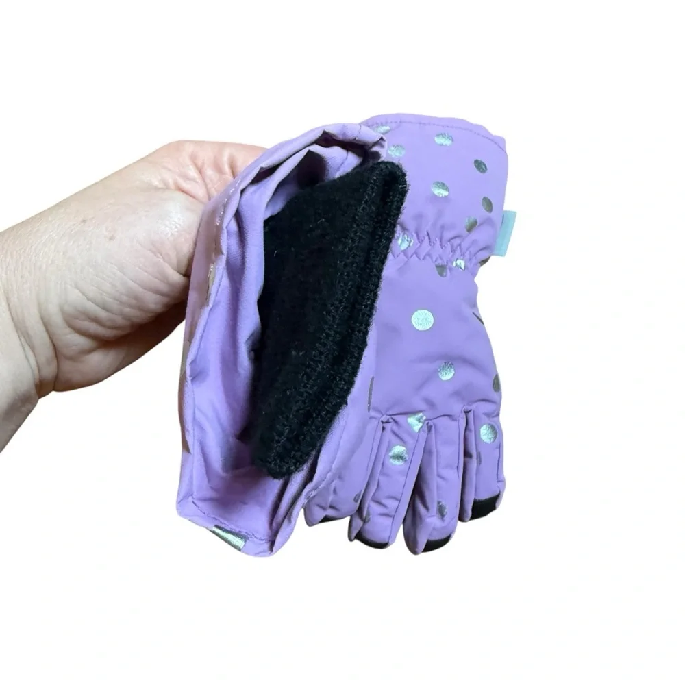 H&M Kids Purple Polka Dot Snow Gloves 3M Thinsulate Winter 4–6Y
